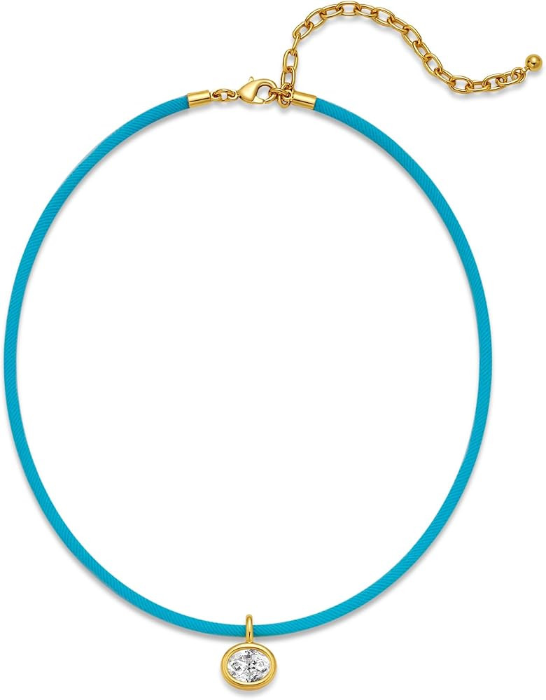 Adjustable Rope Choker with Crystal Rhinestone Pendant for Women | Amazon (US)