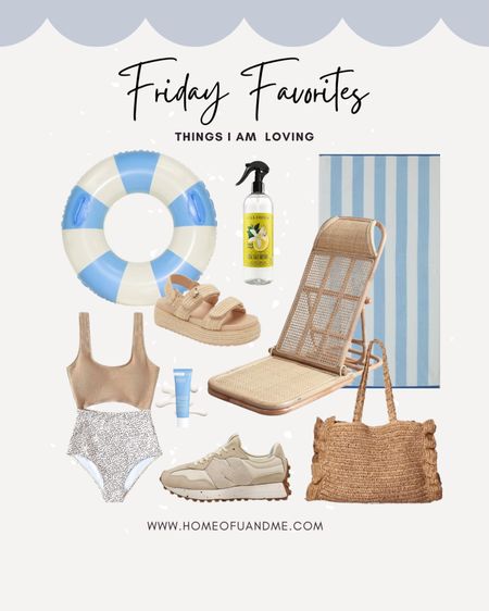 Friday favorites 🤍 #beachtowel #beachchair #ruffle #beachtote #rattan #swimsuit #newbalance #linenspray #sandals 

#LTKshoecrush #LTKbeauty #LTKstyletip