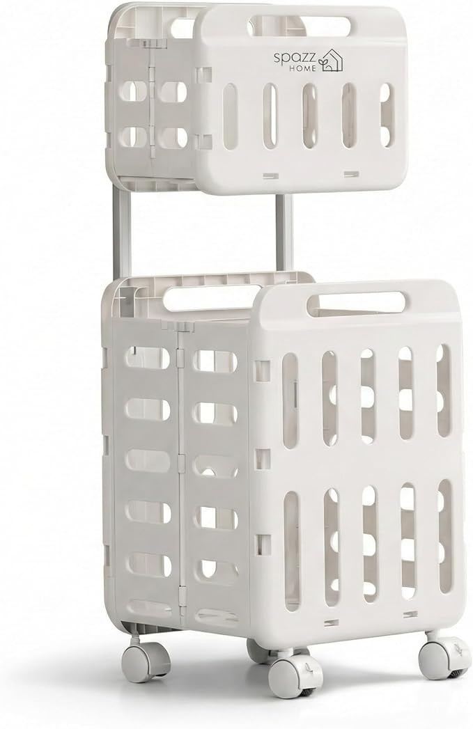 Cesto de Roupa Suja Duplo com Rodas – Grande Capacidade ~70L, Dobrável, Organizador de Lavande... | Amazon (BR)
