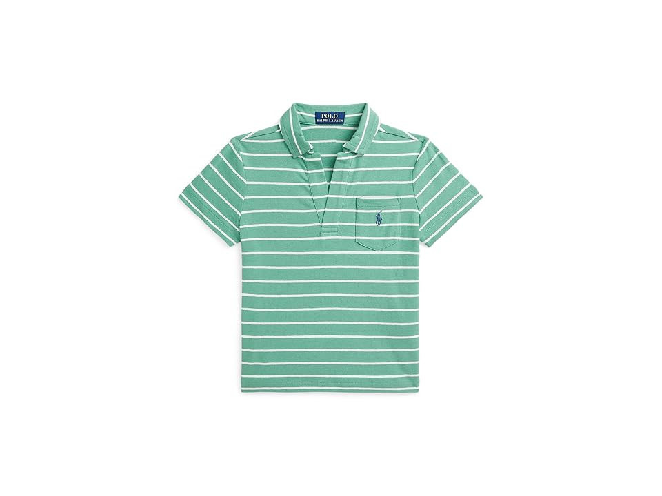 Polo Ralph Lauren Kids Striped Cotton-linen Polo Shirt (Toddler/Little Kid) Boy's Clothing Haven Green/Deckwash White : 2T Toddler | Zappos