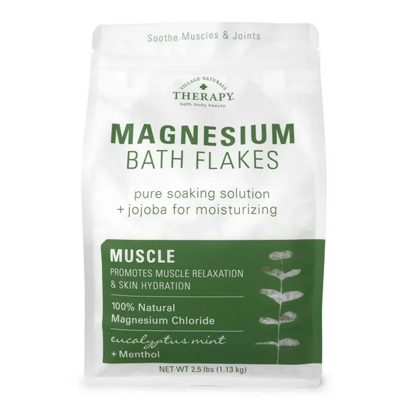 Village Naturals Therapy Muscle Magnesium Bath Flakes, Eucalyptus Mint Scent, 2.5 lb | Walmart (US)