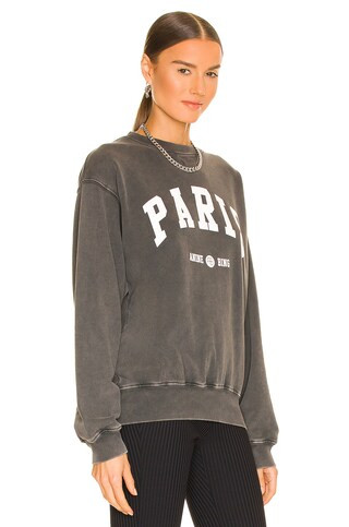 ANINE BING Ramona University Paris Sweatshirt in Washed Black from Revolve.com | Revolve Clothing (Global)