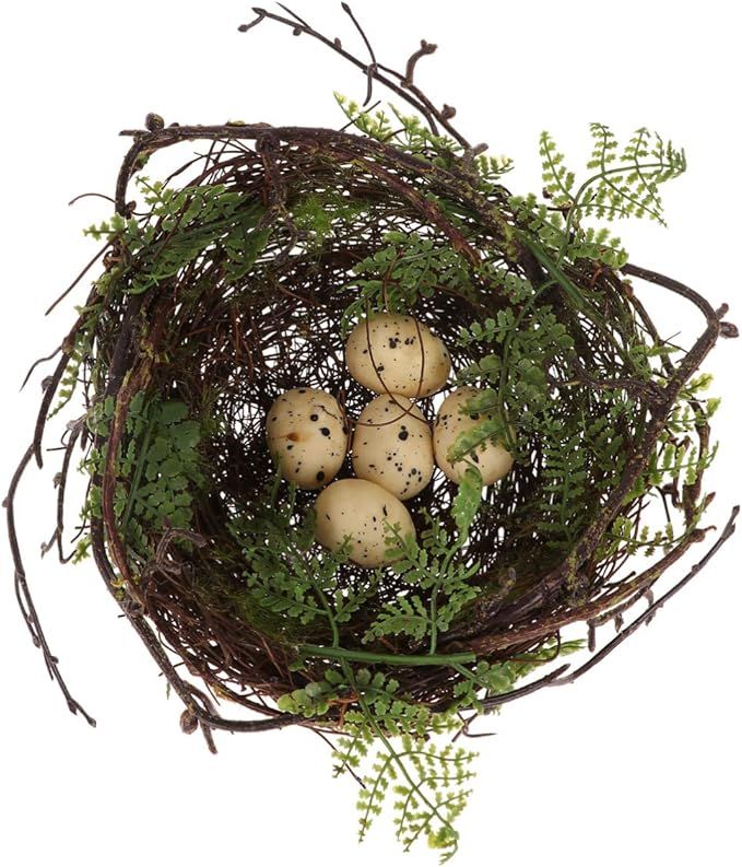 YARNOW Artificial Bird Nest Decorative Moss Vine Twig Fake Eggs Nest Party Favors for Wedding Bab... | Amazon (US)
