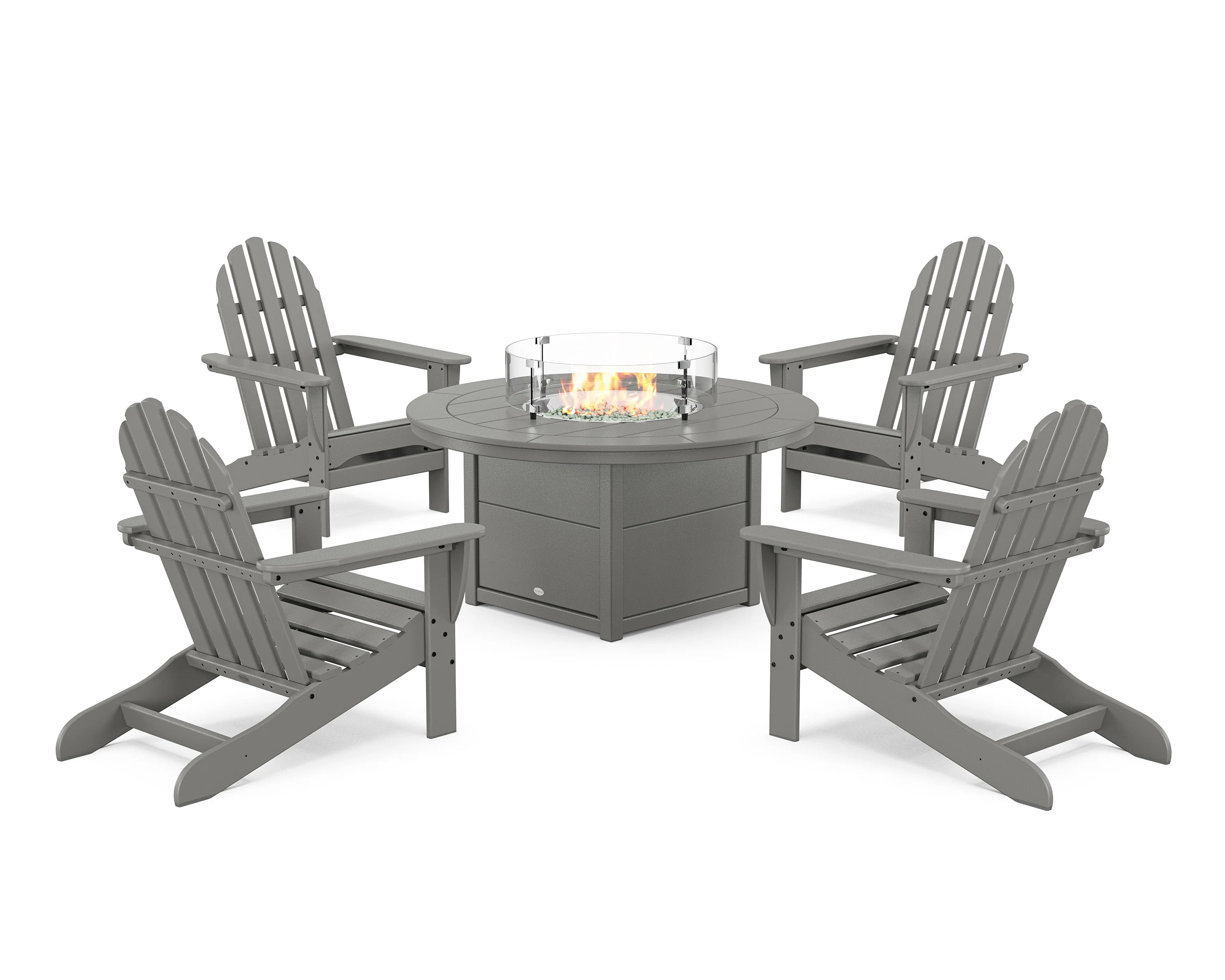 Classic Adirondack 5-Piece Conversation Set with Fire Pit Table | POLYWOOD