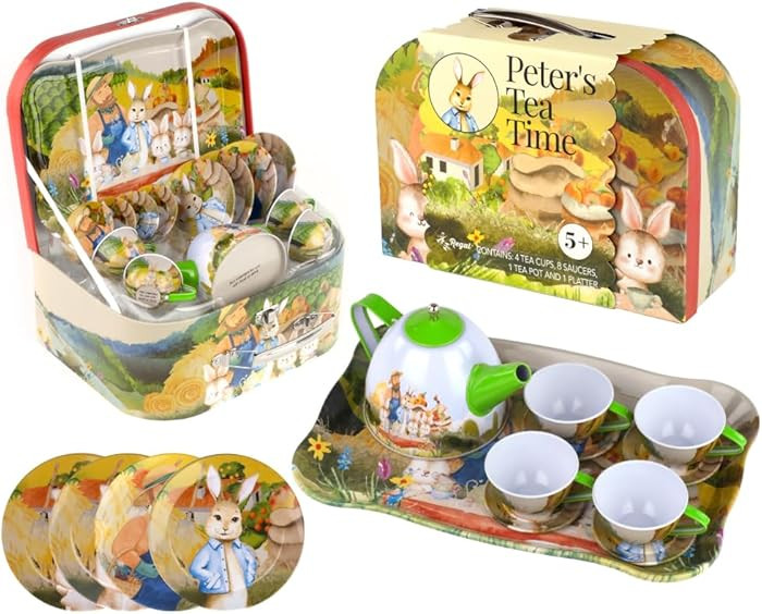 Regal Games Peter's Tea Party Set - Peter Rabbit Designed Kid's Tea Time Set - Includes 1 Teapot,... | Amazon (US)