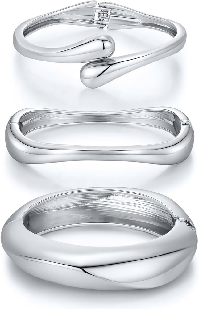 Chunky Gold Bangle Bracelets for Women Trendy 14K Gold Plated Cuff Bracelets Stack, Dainty Bracel... | Amazon (US)