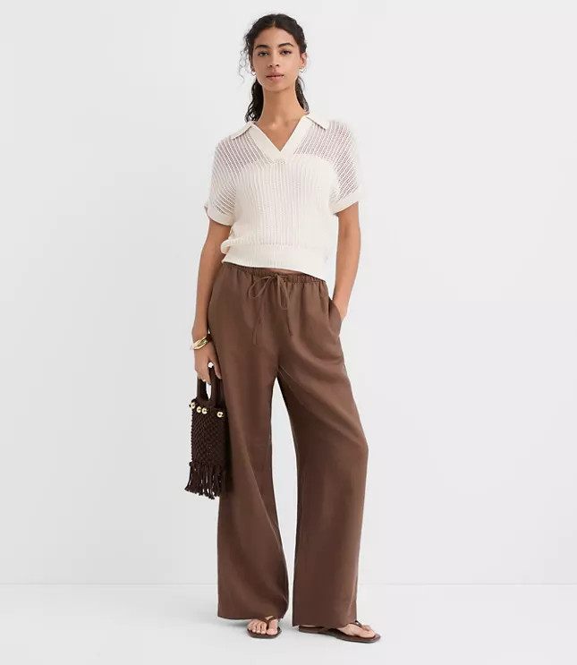 Sawyer Pull On Pants in Linen Blend | LOFT