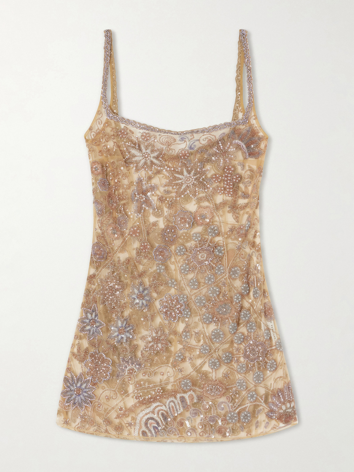 Clio Peppiatt - Soléa Embellished Mesh Mini Dress - Pink | NET-A-PORTER (US)