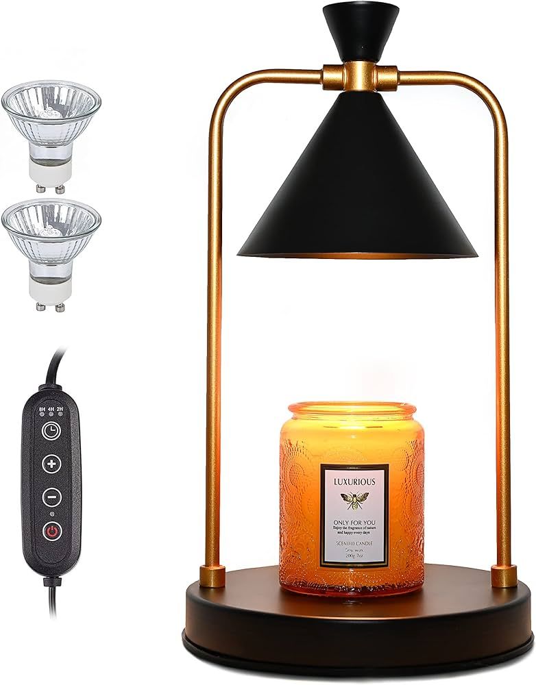 XJZJY Candle Warmer Lamp with 2 Bulbs,Electric Candle Warmer with Timer ,Dimmable Candle Light Me... | Amazon (US)