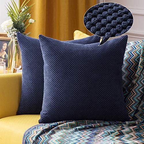 MIULEE Pack of 2 Decorative Throw Pillow Covers Soft Pellets Soild Cushion Case Navy Blue Pillow ... | Amazon (CA)