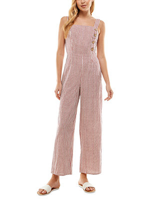 Kingston Grey Juniors' Striped Linen-Blend Jumpsuit & Reviews - Leggings & Pants - Juniors - Macy... | Macys (US)