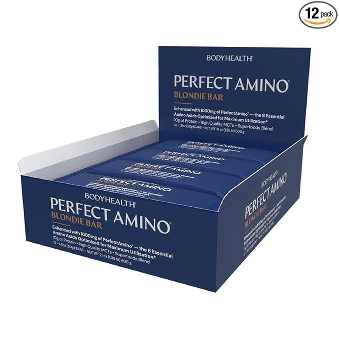BodyHealth PerfectAmino Bar Protein Energy Snack with 10g of Protein, Plant Based MCT's, Superfoo... | Amazon (US)