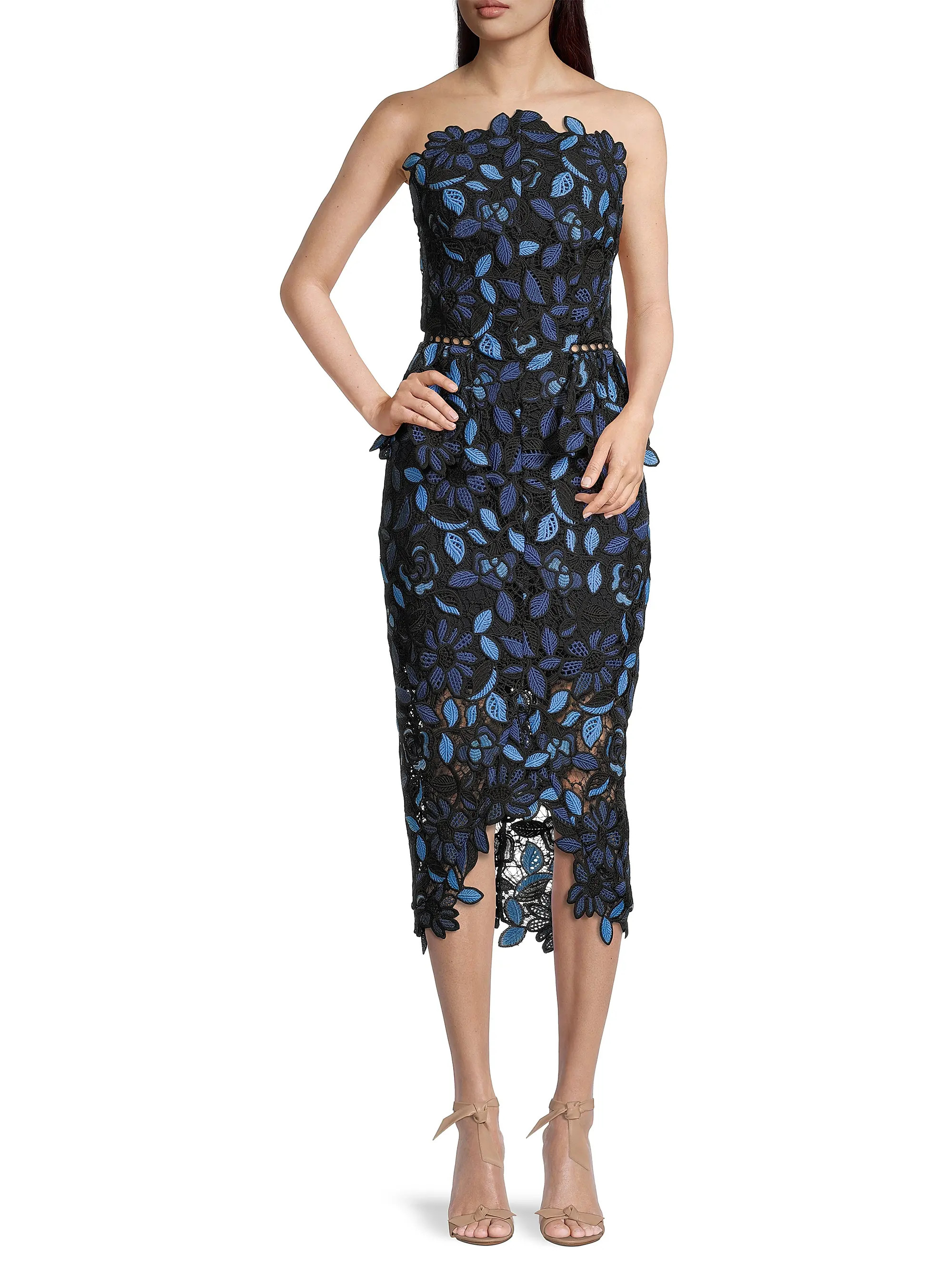 Optics Floral Lace Peplum Dress | Saks Fifth Avenue