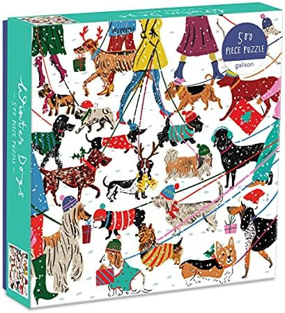 Amazon.com: Galison Winter Dogs 500Pc Puzzle, Multicolor : Galison, Cunningham, Louise: Toys & Ga... | Amazon (US)