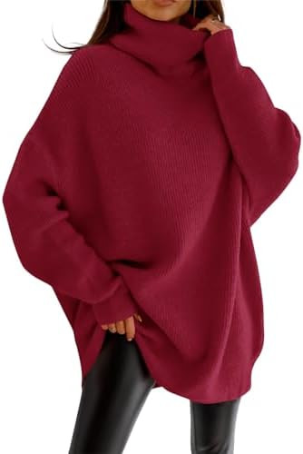 imesrun Womens Turtleneck Oversized Sweater Batwing Chunky Pullover Sweater Casual Fall Loose Kni... | Amazon (US)