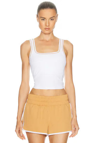 Varley Barney Piped Tank Top in White | FWRD 