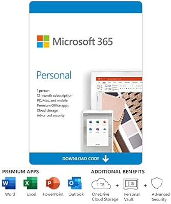 Microsoft 365 Personal | 12-Month Subscription, 1 person | Premium Office apps | 1TB OneDrive clo... | Amazon (US)