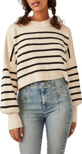 Free People Easy Street Stripe Rib Crop Sweater | Nordstrom | Nordstrom