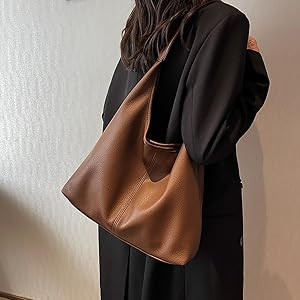 Hobo Bags for Women Slouchy Tote Bag Soft Casual PU Leather Shoulder Purses 2pcs Work Everyday Ha... | Amazon (US)