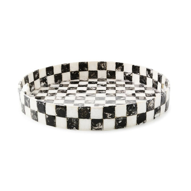Courtly Check Capiz Round Tray | MacKenzie-Childs