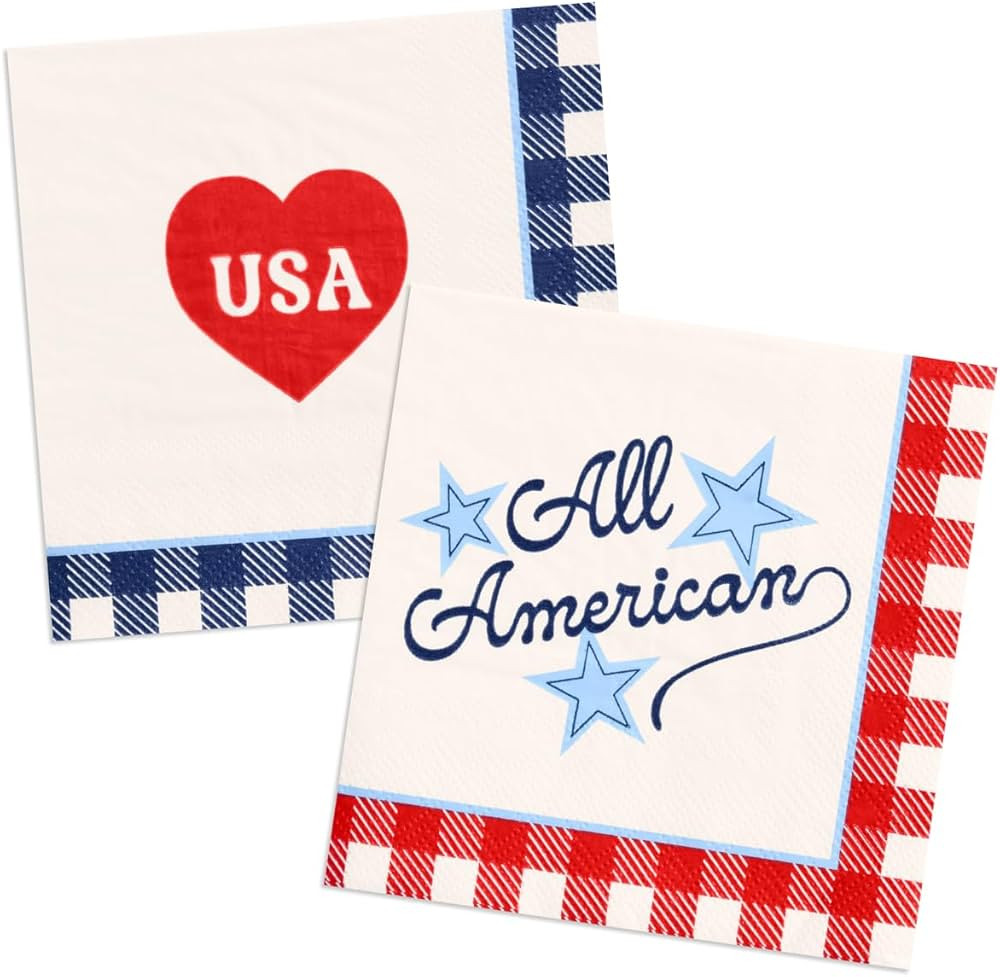 xo, Fetti All American Napkins - 24 Paper Napkins | 4th of July, Patriotic Party, USA Decor, Red ... | Amazon (US)