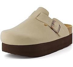 CUSHIONAIRE Women's Loom Cork Footbed Platform Clog - Comfortable Vegan Leather, Arch Support, Wi... | Amazon (US)