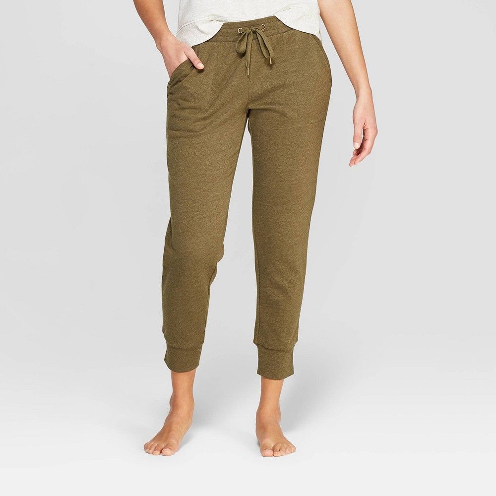 Women's Brushed Fleece Lounge Jogger Pants - Stars Above Green L, Size: Large | Target
