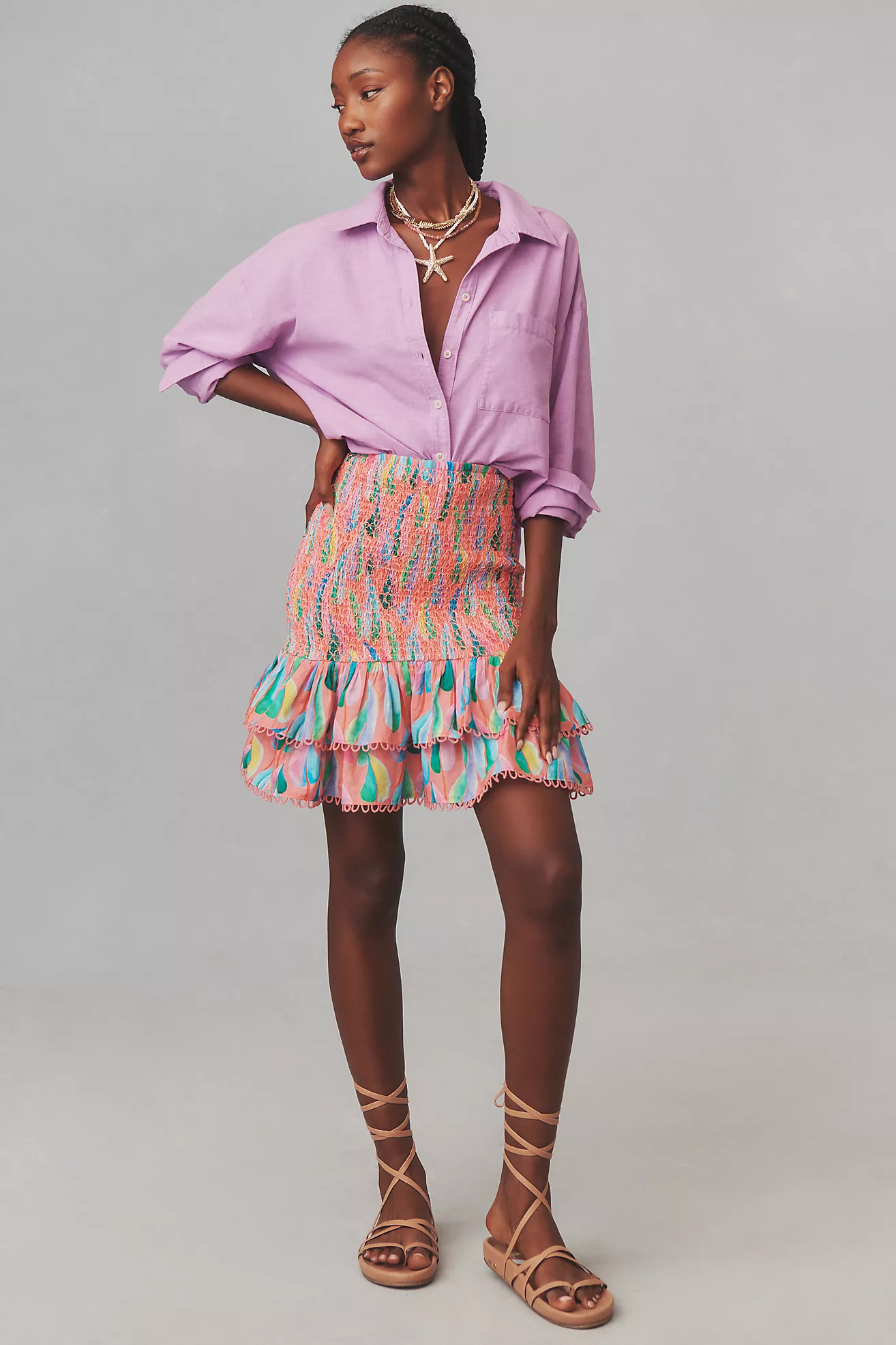 Farm Rio Printed Smocked Mini Skirt | Anthropologie (US)