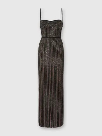 Sleeveless Long Dress With Lamé Stripes | Nordstrom