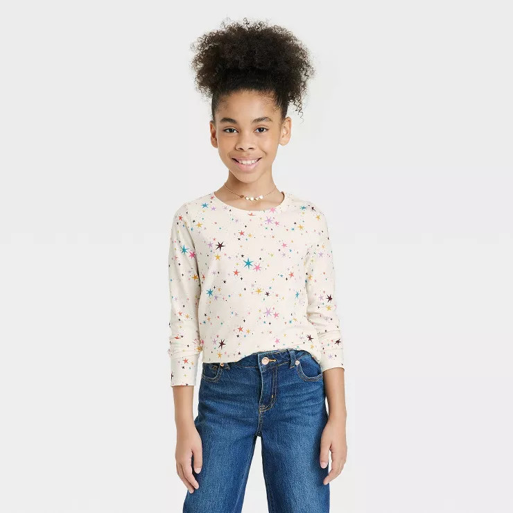 Girls' Printed Long Sleeve T-Shirt - Cat & Jack™ | Target