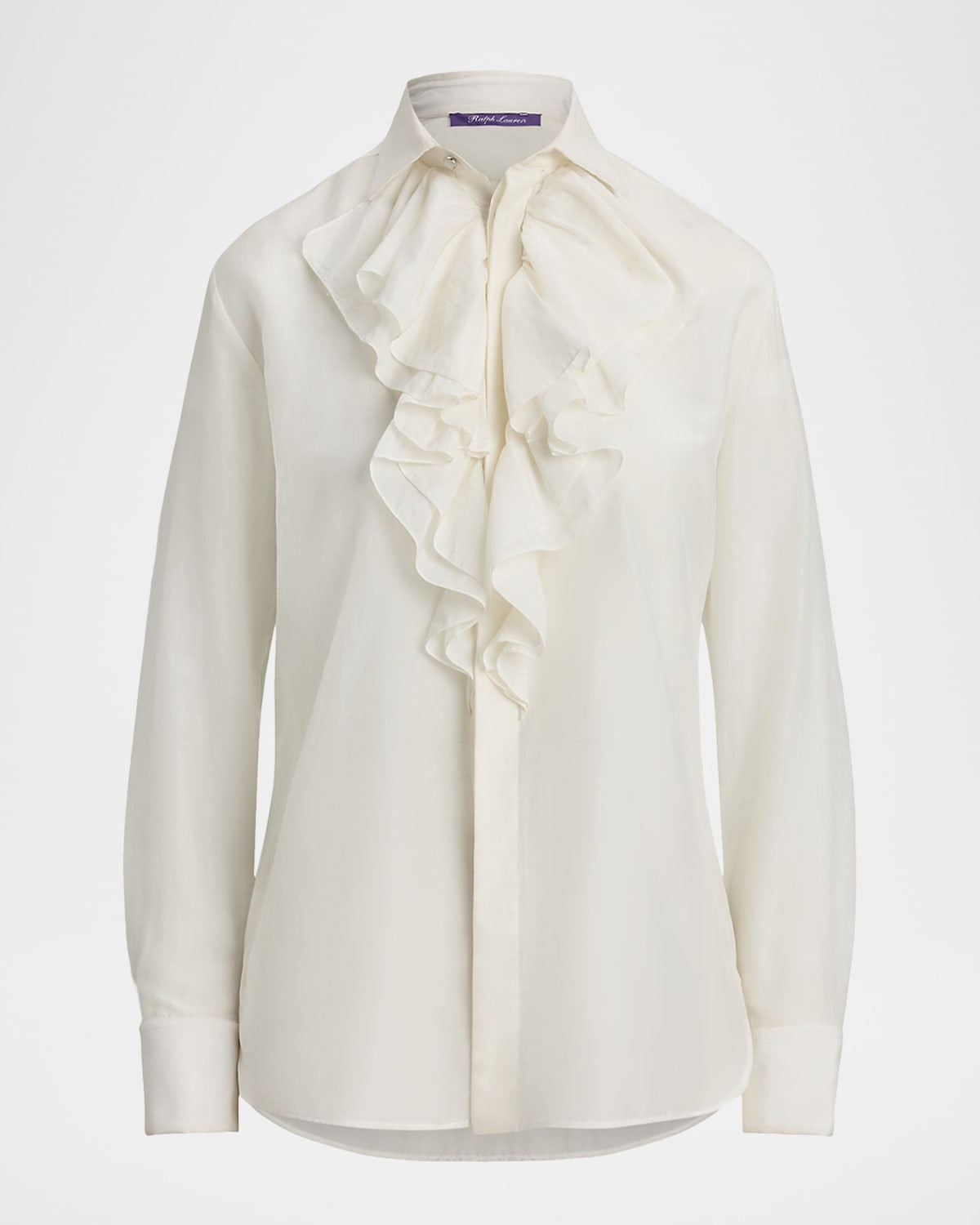 Britt Soft Voile Ruffle Button-Down Shirt | Neiman Marcus