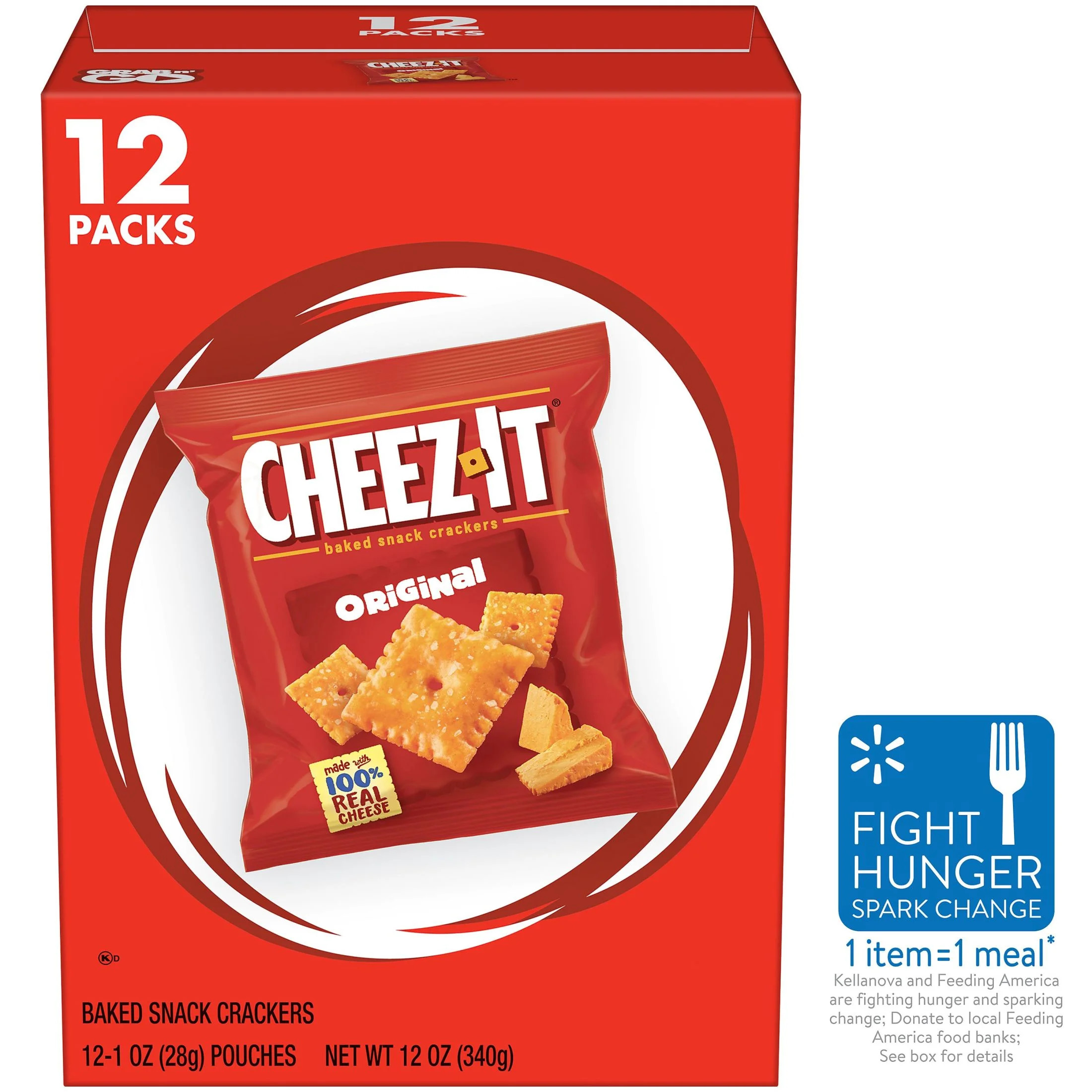 Cheez-It Original Cheese Crackers, Baked Snack Crackers, 12 Count | Walmart (US)
