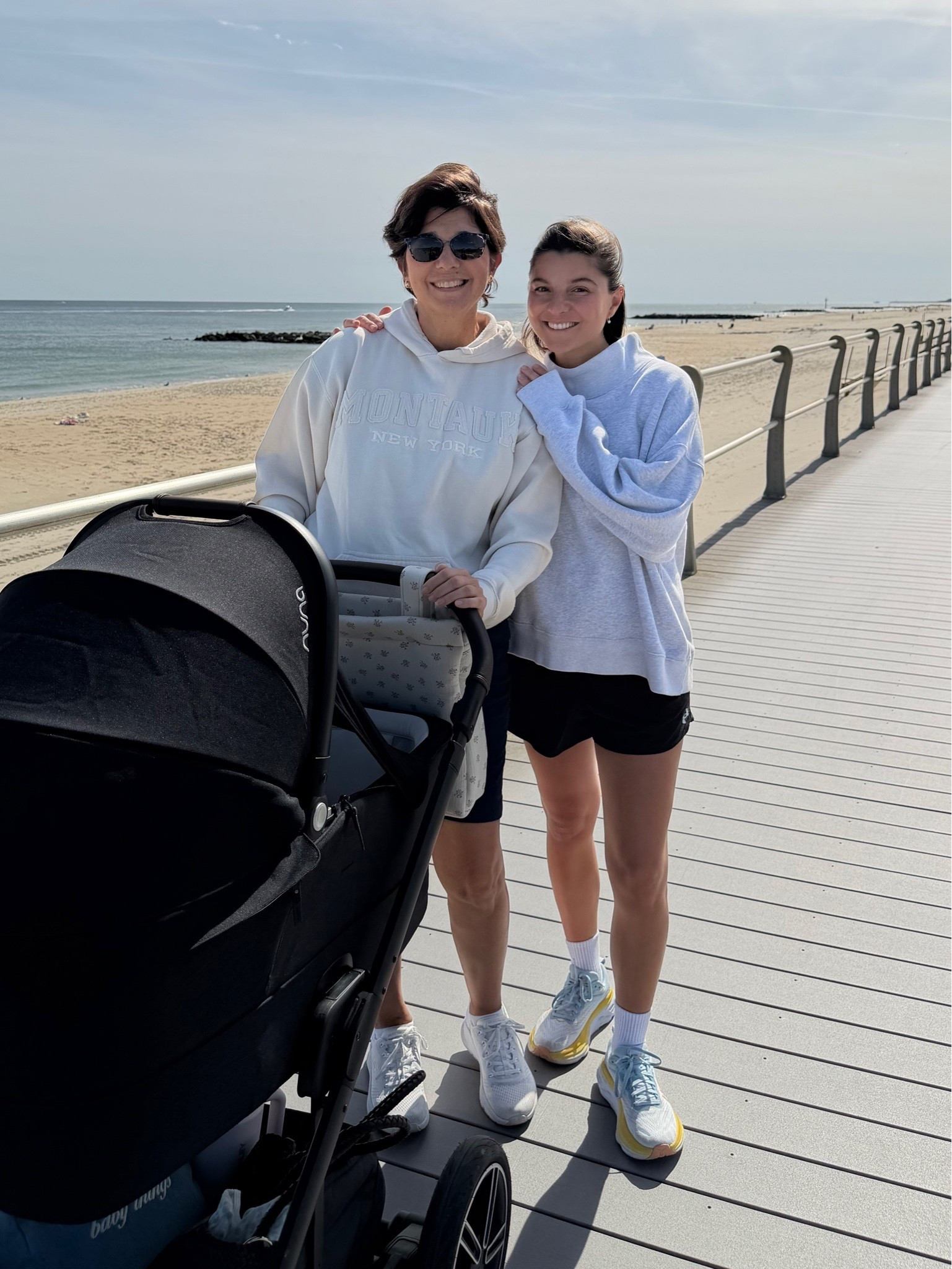 [10/12/26] walks with William and my mom 🫶🏽

stroller is the MIXX™ Next & PIPA™ Aire RX (biscotti) paired with the Nuna MIXX series Bassinet (chocolate/caviar) and the Demi cup holder attachment. Stroller bag is from MiniCoton, unfortunately not linkable! William is wearing magnetic me and I’m wearing an @abercrombie funnel neck sweatshirt paired with my fav Under Armour shorts. Both come in several colors!