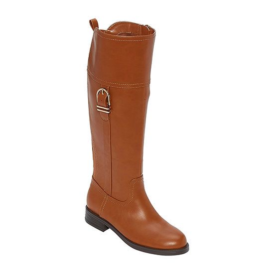 Liz Claiborne Womens Rowndup Riding Boots Stacked Heel Wide Width | JCPenney