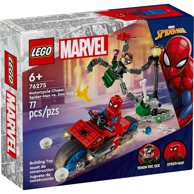 LEGO Marvel Motorcycle Chase: Spider-Man vs. Doc Ock, Buildable Super Hero Toy with Stud Shooters... | Walmart (US)
