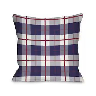 American Plaid Navy Red White Graphic Polyester 16 in. x 16 in. Throw Pillow 70306PL16 | The Home Depot