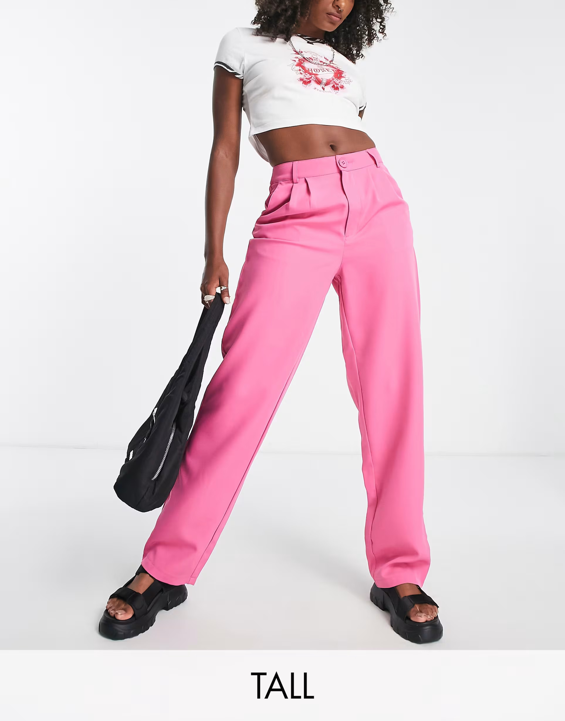 Noisy May Tall - Dad broek met figuurnaden in roze | ASOS (Global)