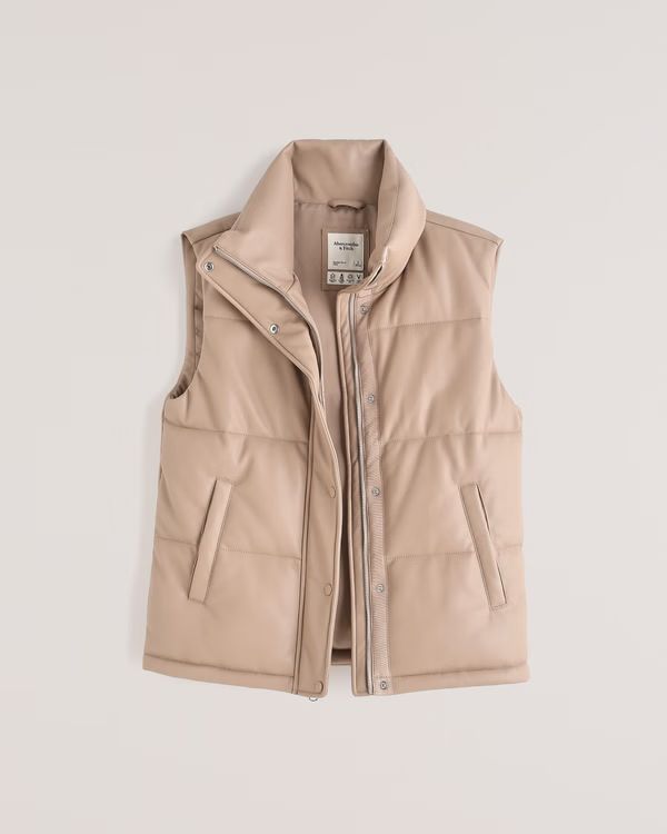 Women's Vegan Leather Duvet Puffer Vest | Women's | Abercrombie.com | Abercrombie & Fitch (US)