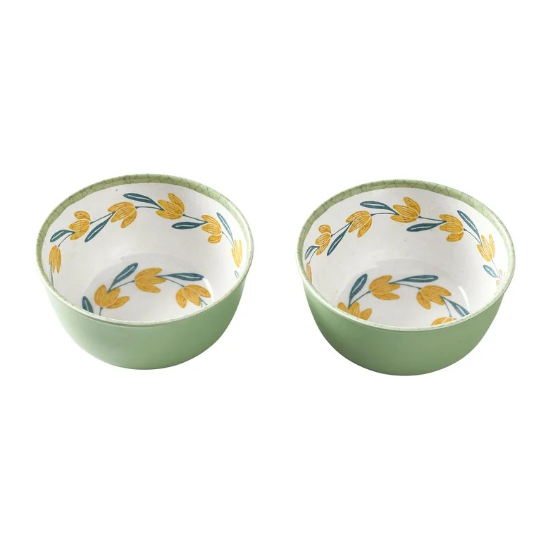 Better Homes and Gardens 2-Piece Bamboo Melamine Floral Dip Bowl Set | Walmart (US)