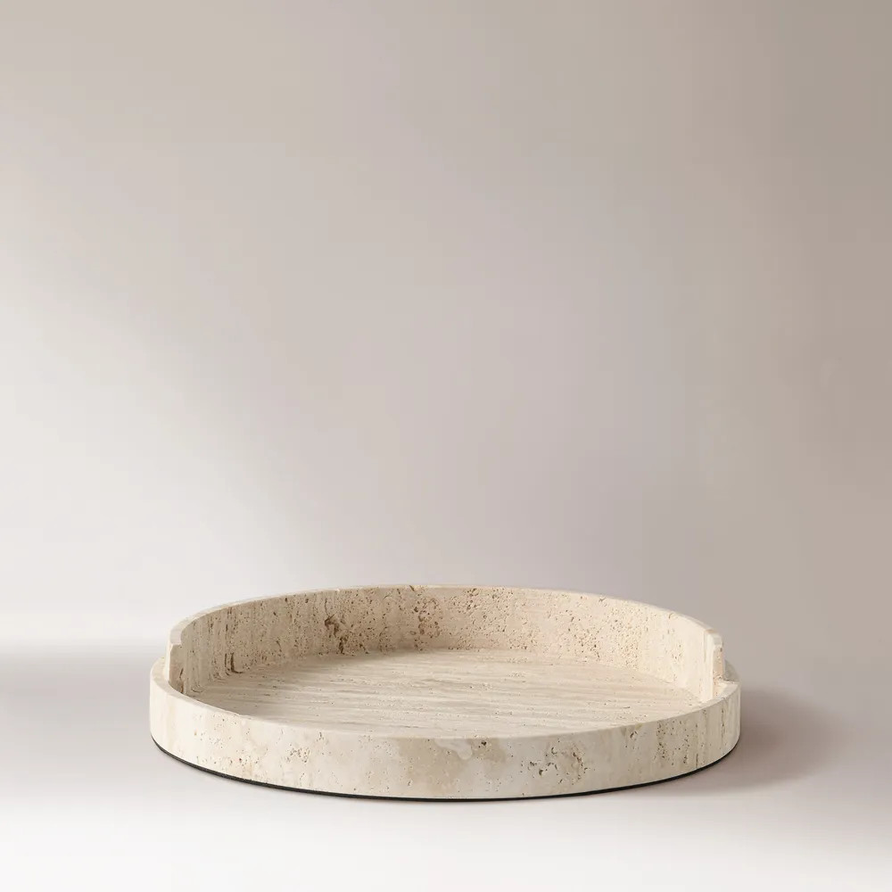 12" Travertine Cutout Tray | Hernest
