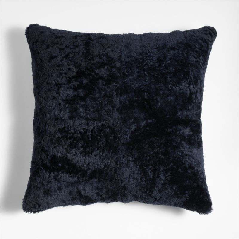 Malmo Shearling 20"x20" Deep Indigo Blue Throw Pillow Cover + Reviews | Crate & Barrel | Crate & Barrel