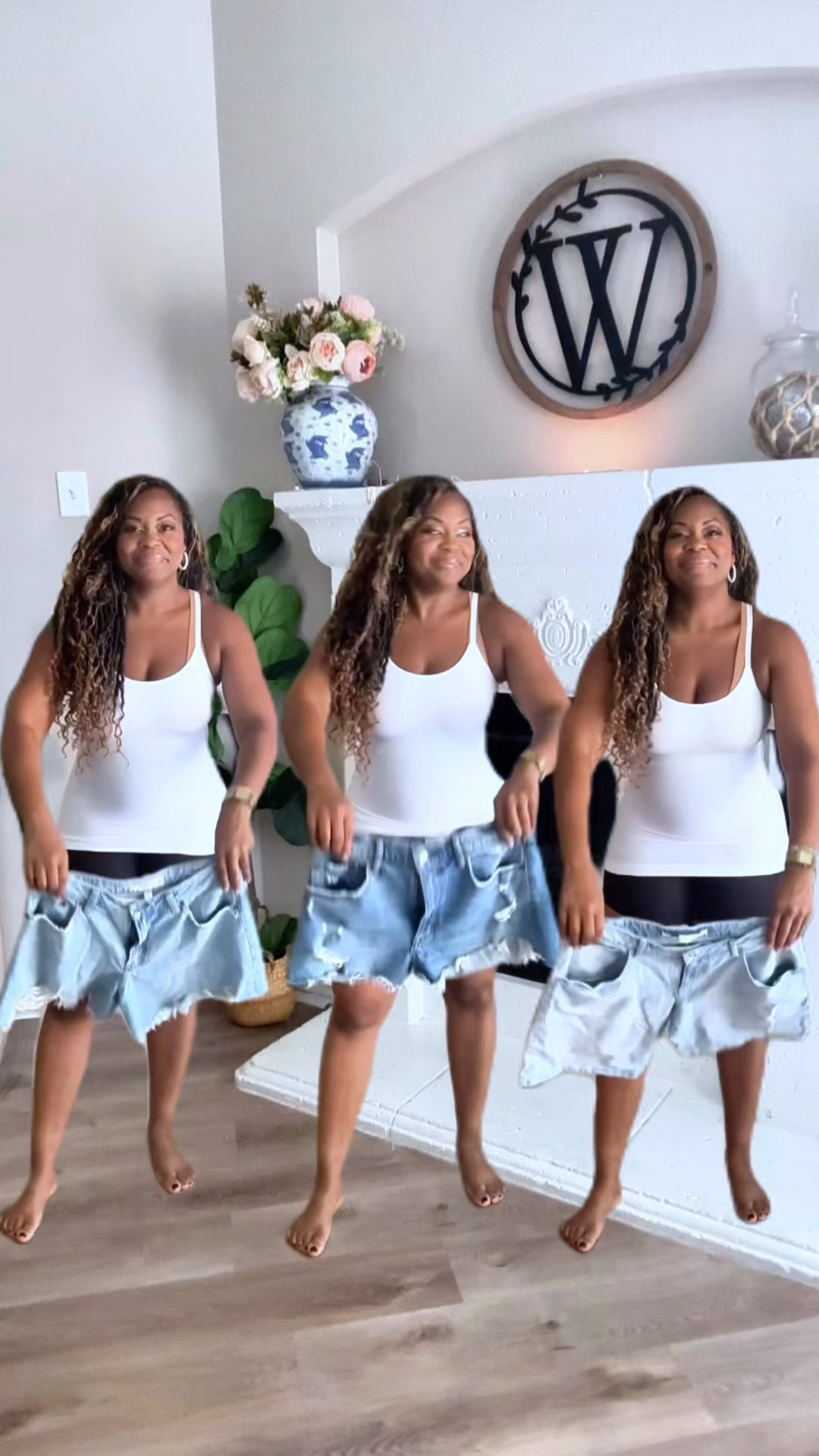 The recent evolution of denim shorts!

2021: 2.5 inch 
2023: 6in (I added 3 options) 
2025: long Bermuda style only $16 @walmart

The rest are @abercrombie. I added a @levi option for mid thigh and Walmart option for short

#LTKootd