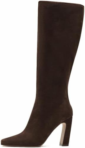 Lovee Cosee Knee High Boots for Women Square Toe Chunky Heeled Boots with Side Zipper Fashion Dre... | Amazon (US)