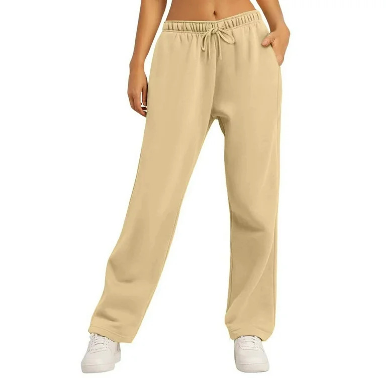 jtjvou Wide Leg Sweatpants High Waist Casual Pants Comfortable Fitness Lounge Bottoms for Women S... | Walmart (US)