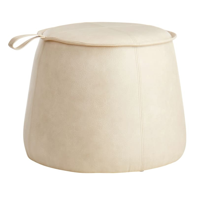 Crosby St Rowan Cream Faux Leather Ottoman | At Home