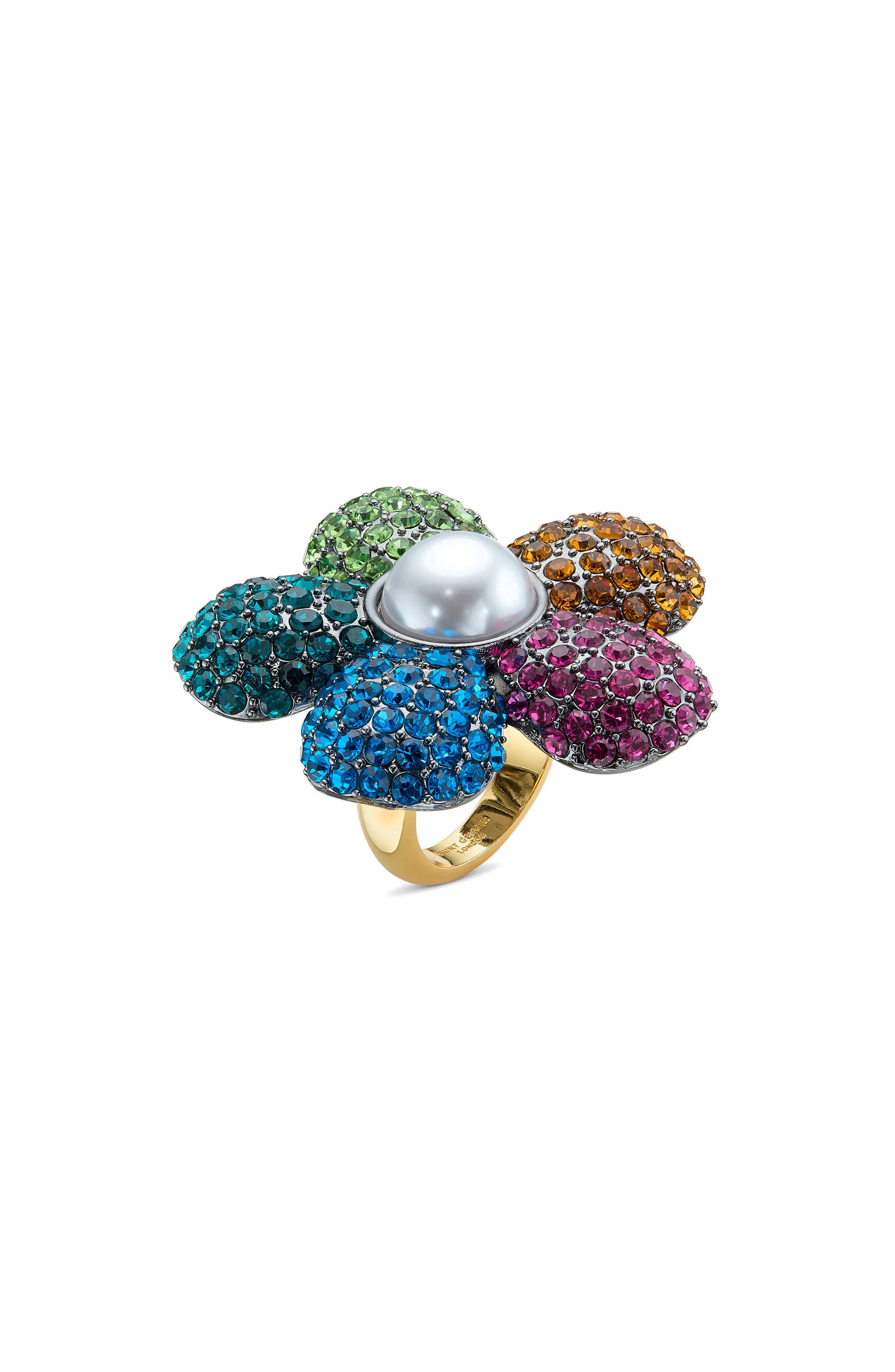 Kurt Geiger London Pav\u00e9 Crystal & Faux Pearl Flower Cocktail Ring (Women) | Nordstromrack | Nordstrom Rack