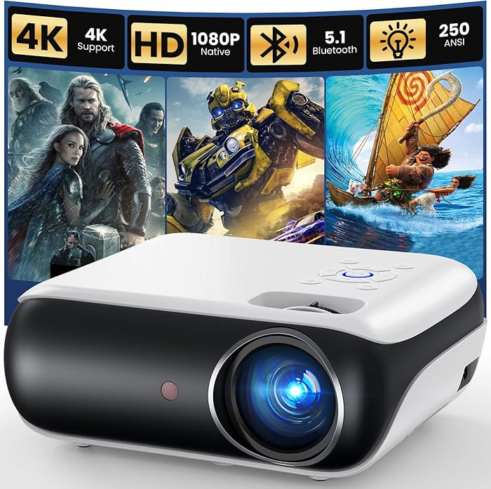 HAPPRUN Native 1080P Bluetooth Mini Projector, Full HD Portable Outdoor Movie Projector with Buil... | Amazon (US)