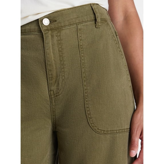Time and Tru Women's High Rise Draped Utility Jeans, 30" Inseam, Sizes XS-XXXL | Walmart (US)