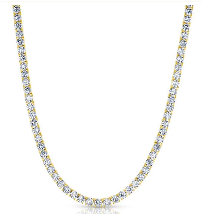 4mm Gold Tennis Necklace | Corace Collection