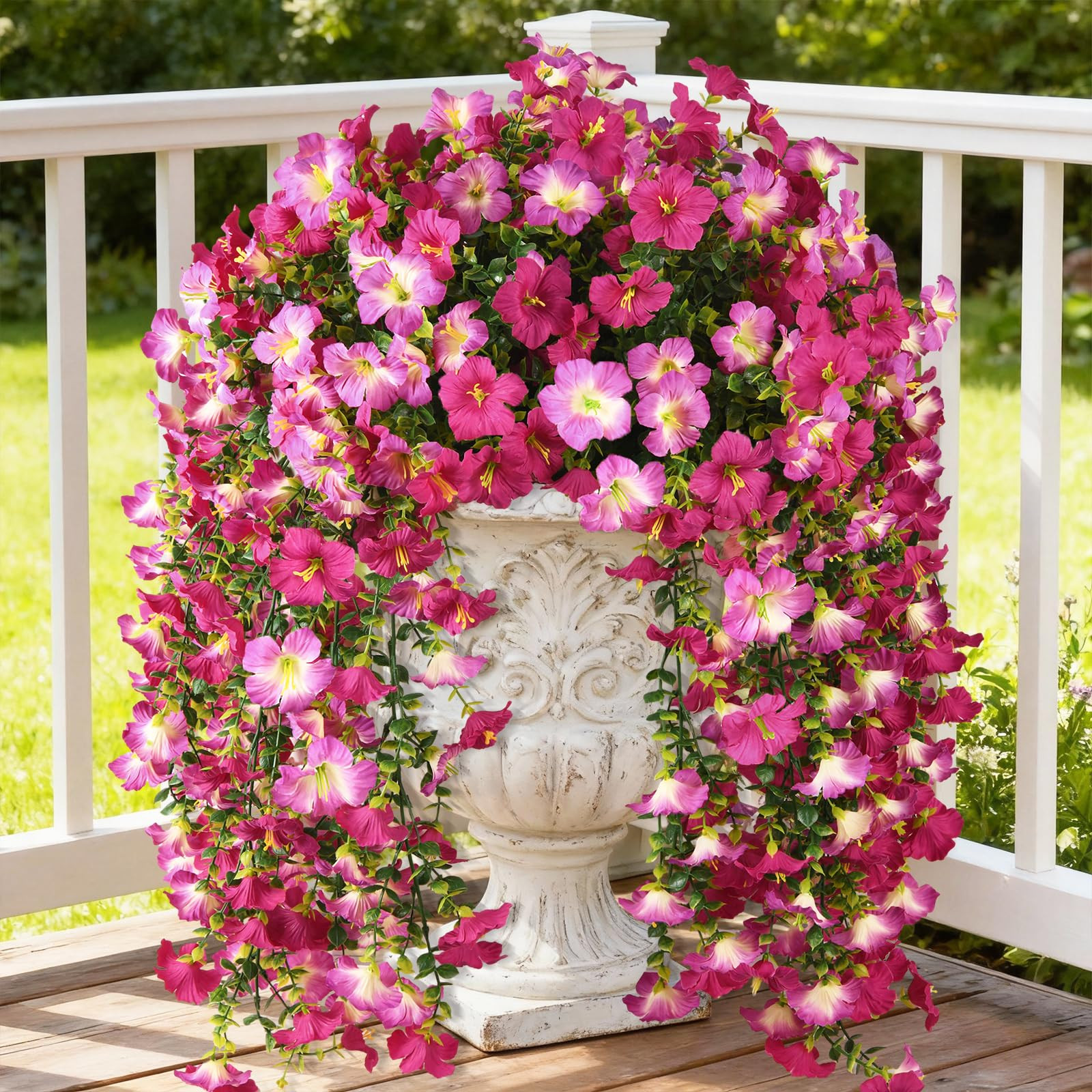 Artificial Fake Hanging Flowers Plants for Outdoor Spring Decoration,2 PCS Faux Silk Morning Glor... | Amazon (US)